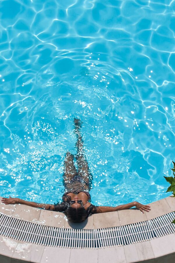 by the pool